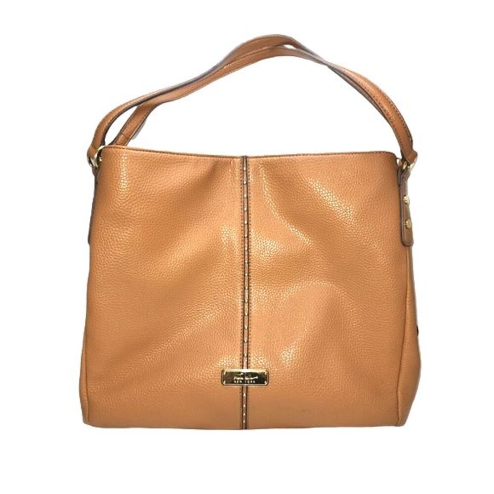 Nicole‎ Miller Beige Faux Leather Shoulder Bag 13"X12"X2.5"